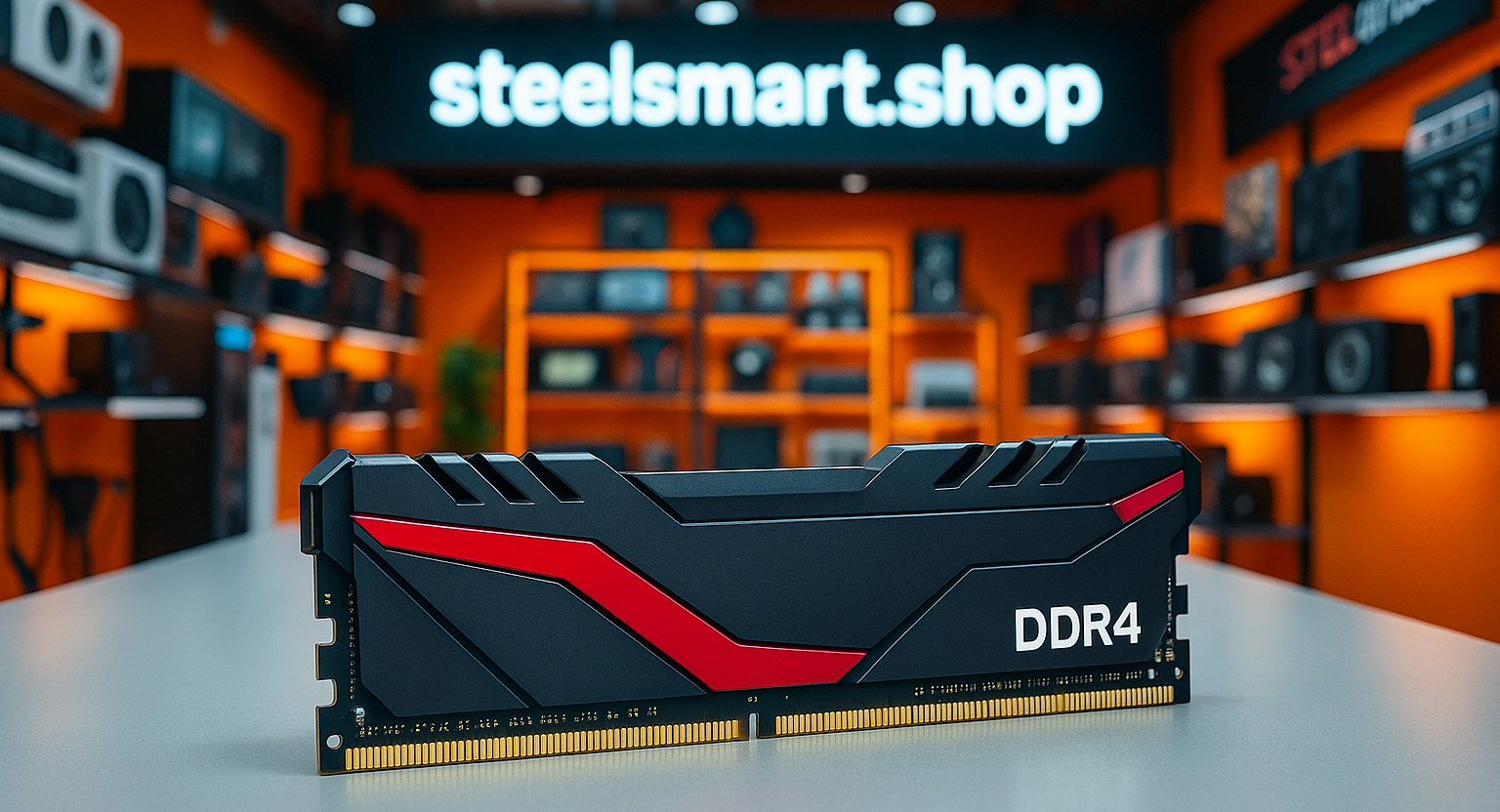 Оперативная память DDR4 на столе в магазине: Steelsmart.shop