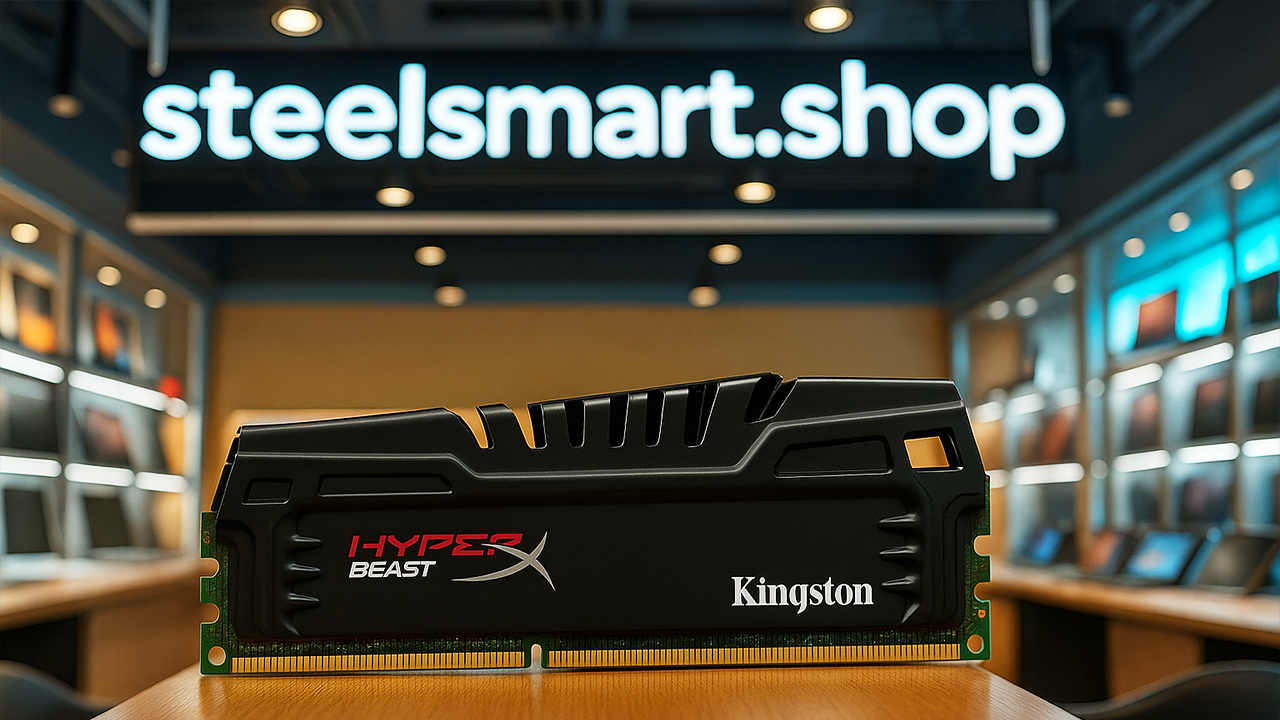 оперативная память DDR3 с радиатором на столе в магазине: Steelsmart.shop