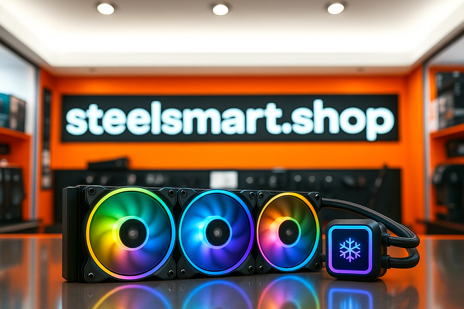 Система жидкостного охлаждения на столе в магазине Steelsmart.shop