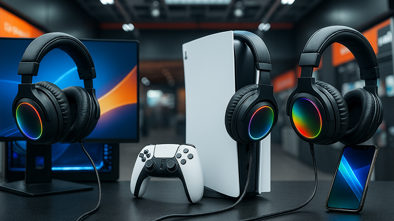 игровые наушники с компьютером, приставкой и смартфоном
