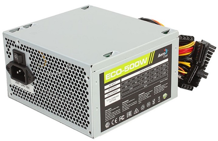 Блок питания 500 Вт AeroCool ECO-500W (4710700957882), главное фото