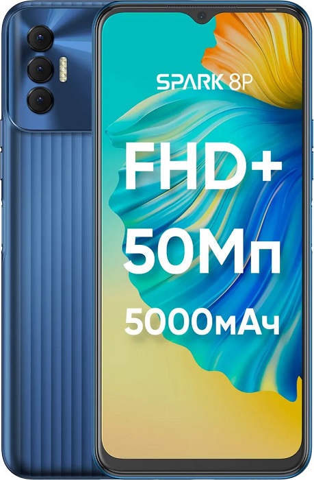 Смартфон Tecno Spark 8P 4/128Gb Atlantic Blue (KG7n), главное фото
