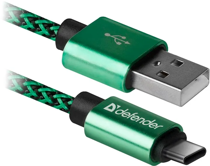 Кабель AM/Type-C USB 2.0 Defender USB09-03T PRO Green