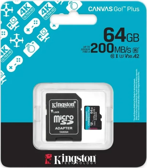 Карта памяти microSDXC  64 ГБ Kingston Canvas Go! Plus
