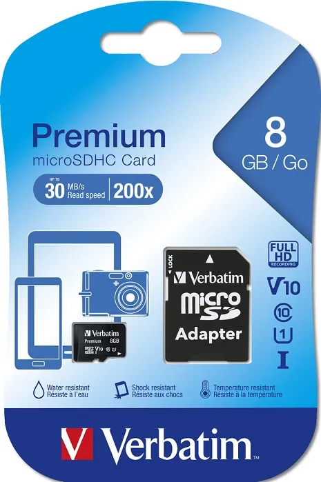 Карта памяти microSDHC   8 ГБ Verbatim Premium