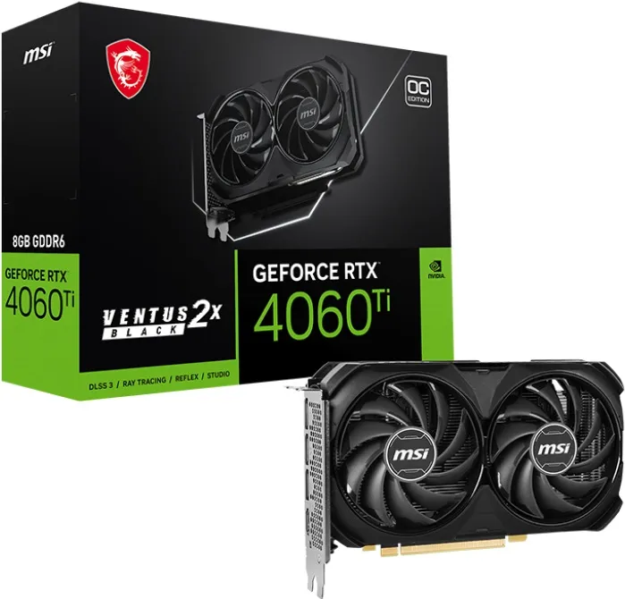 Видеокарта nVidia RTX 4060Ti MSI RTX 4060 Ti VENTUS 2X BLACK 8G OC