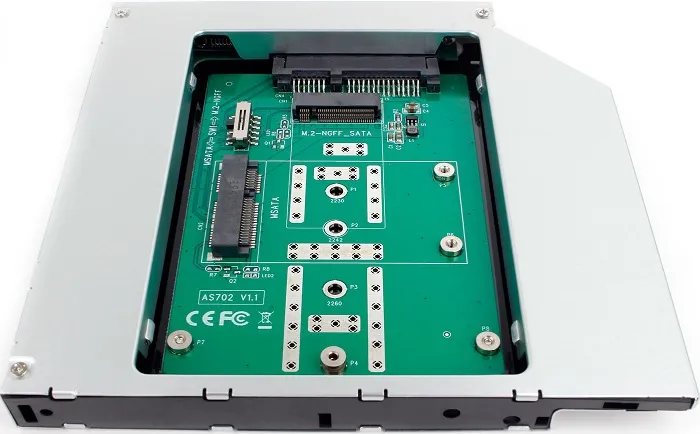 Шасси для HDD/SSD/М.2/mSATA в отсек привода ноутбука 12.7мм AgeStar SMNF2S