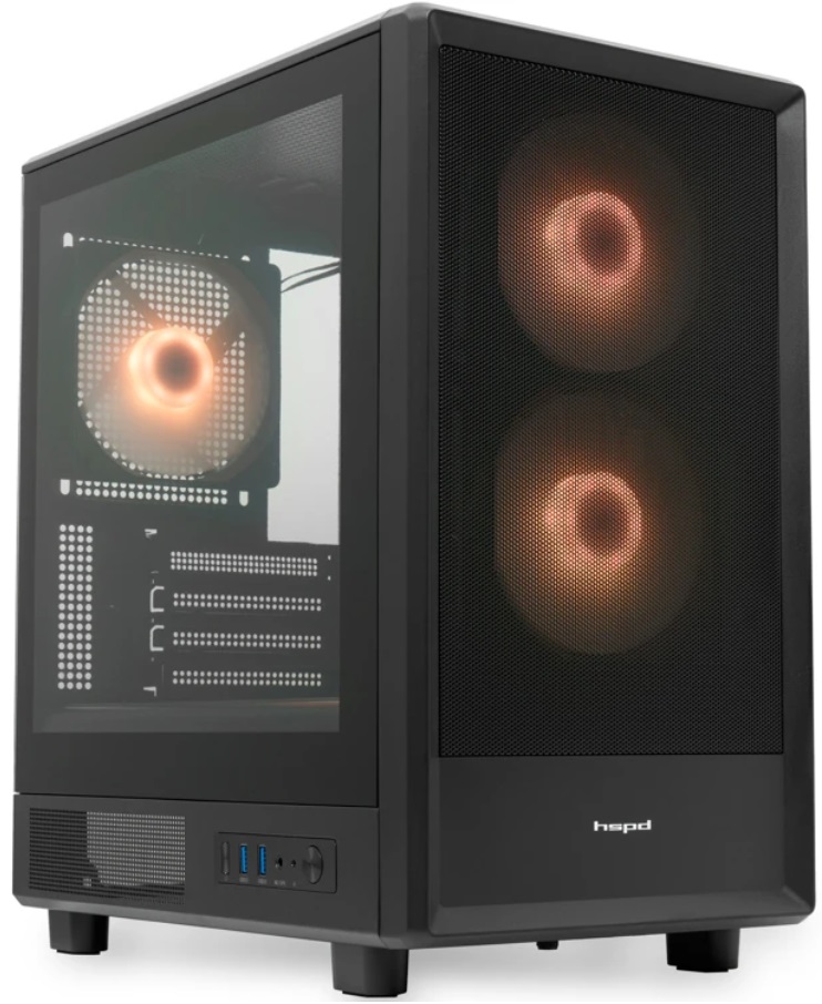 Корпус HSPD M310-TGBK-ARGB; mATX; Mini-Tower; боковое