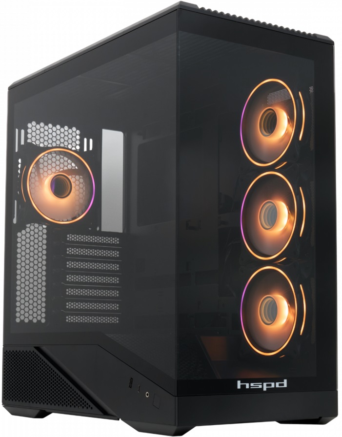 Корпус HSPD F711-TGBK-ARGB; eATX; Full-Tower; боковое Корпус HSPD F711-TGBK-ARGB; eATX; Full-Tower; боковое