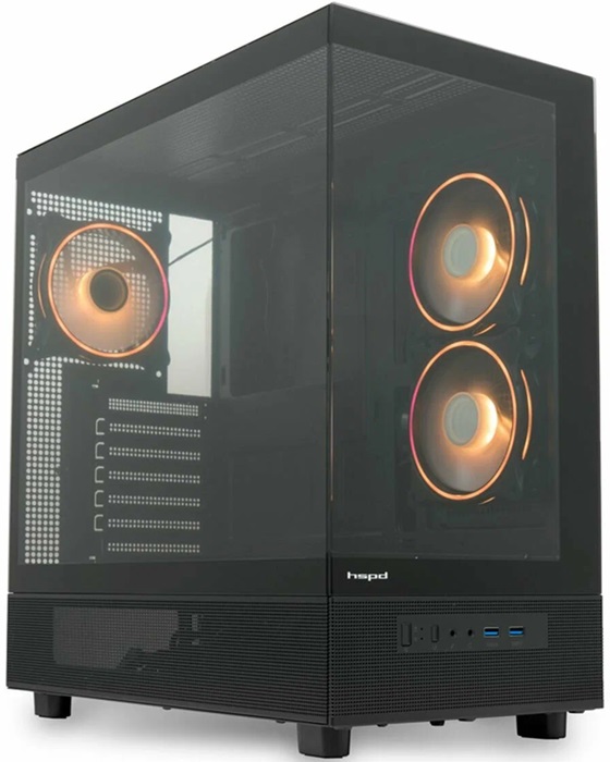Корпус HSPD F710-TGBK-ARGB; eATX; Midi-Tower; боковое