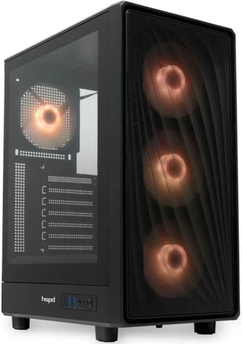 Корпус HSPD M510-TGBK-ARGB; ATX; Midi-Tower; боковое