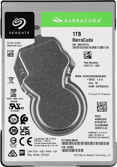 Жесткий диск 2.5" 1Тб Seagate Barracuda