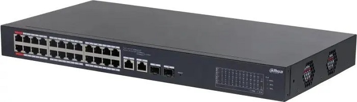 Коммутатор Dahua DH-CS4226-24ET-240; 24xRJ-45(POE), 2xSFP; 10/100/1000