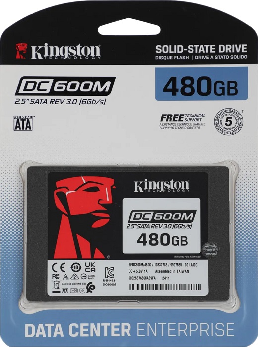 SSD-накопитель 2.5" 480Гб Kingston DC600M (SEDC600M/480G);