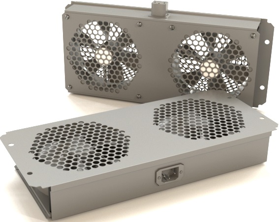 Модуль вентиляторный Hyperline TFAB-T2FR-RAL7035; 2 вентилятора,