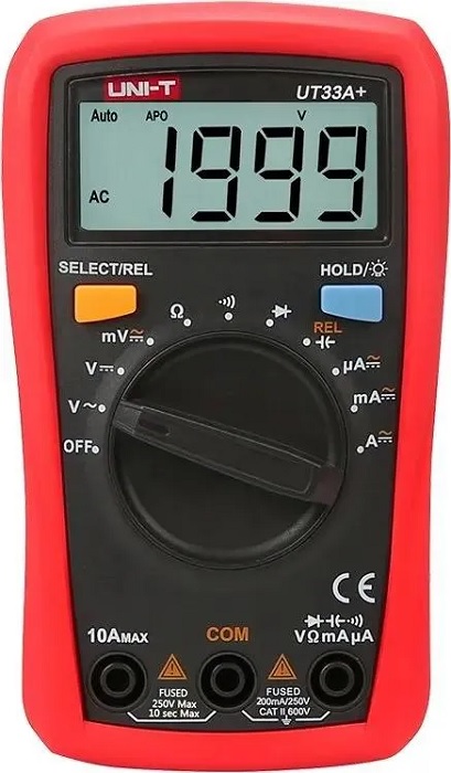 Мультиметр UNI-T UT33A+ (00-00001500); красный/черный