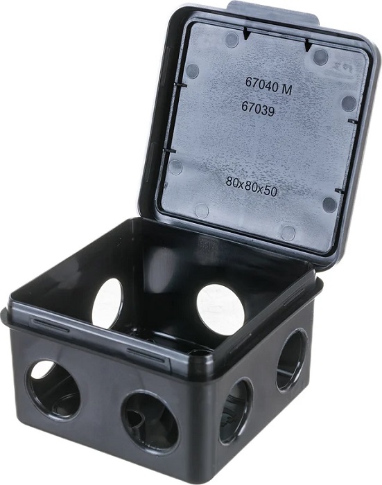 Коробка монтажная 80x80x50мм Рувинил (67040МЧ); чёрный