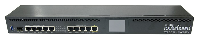 Маршрутизатор Mikrotik RB3011UiAS-RM; 1xSFP,10xLAN(10/100/1000 Мбит/с),PoE,USB 3.0