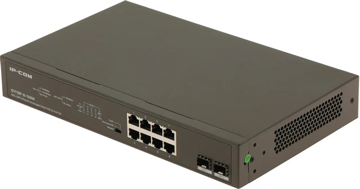 Коммутатор IP-COM G1110P-8-150W; 8xRJ-45, 2xSFP; 10/100/1000
