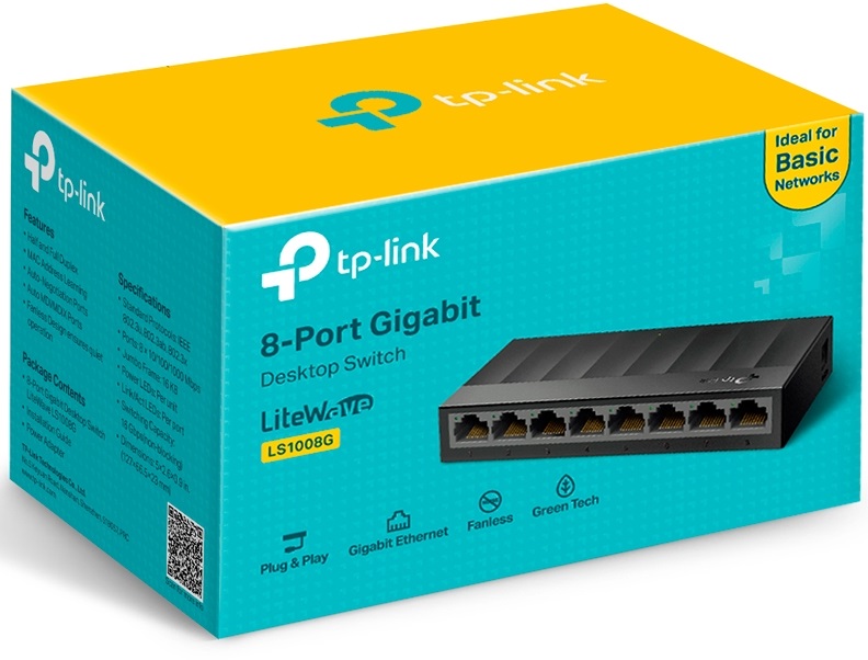 Коммутатор TP-Link LS1008G; 8xRJ-45; 100/1000 Мбит/сек;