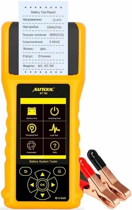 Анализатор аккумуляторных батарей с термопринтером Autool
