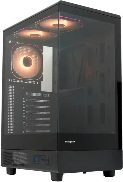 Корпус HSPD F510-TGBK-ARGB; mATX; Midi-Tower; боковое Корпус HSPD F510-TGBK-ARGB; mATX; Midi-Tower; боковое