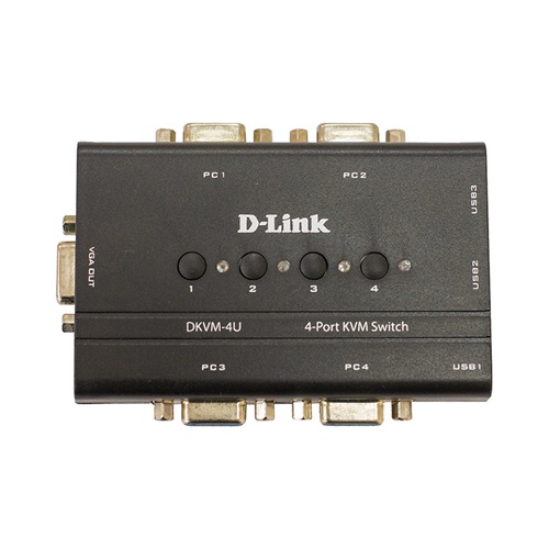 KVM-переключатель D-Link DKVM-4U/C2A; 4-портовый; VGA,2xUSB