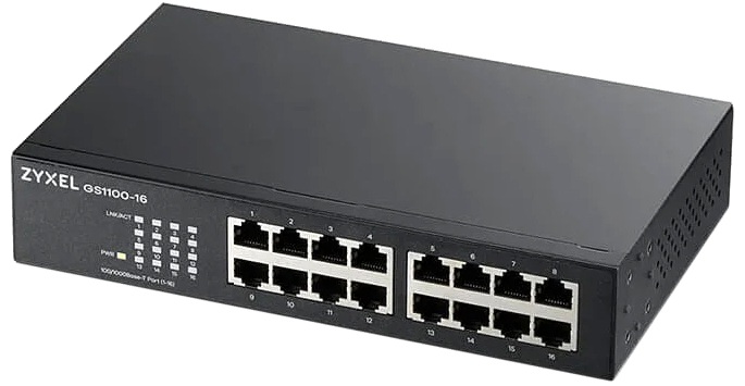 Коммутатор ZyXEL GS1100-16-EU0103F; 16xRJ-45; 10/100/1000 Мбит/сек;