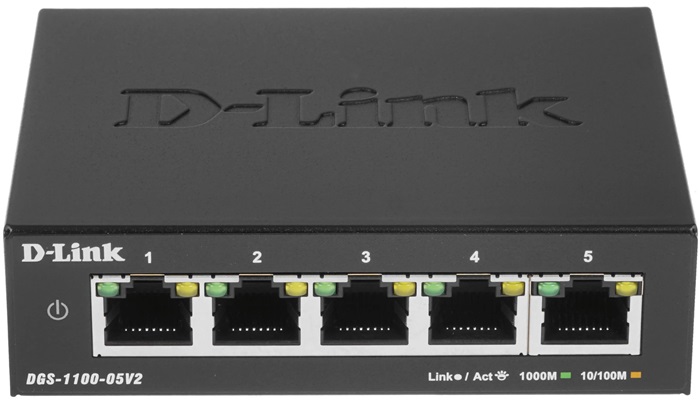 Коммутатор D-Link DGS-1100-05V2/A1A; 5xRJ-45; 100/1000 Мбит/сек;