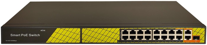 Коммутатор Tantos TSn-16FP18G2S1; 18xRJ-45(16xPOE),SFP; 100/1000 Мбит/сек;