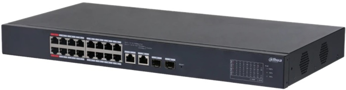 Коммутатор Dahua DH-CS4218-16ET-190; 16xRJ-45, 2xSFP; 10/100/1000