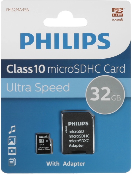 Карта памяти microSDHC 32 ГБ Philips