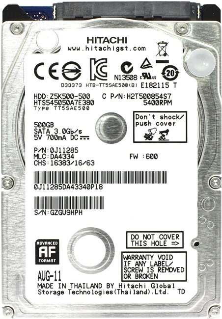 Жесткий диск 2.5" 500Гб Hitachi Travelstar