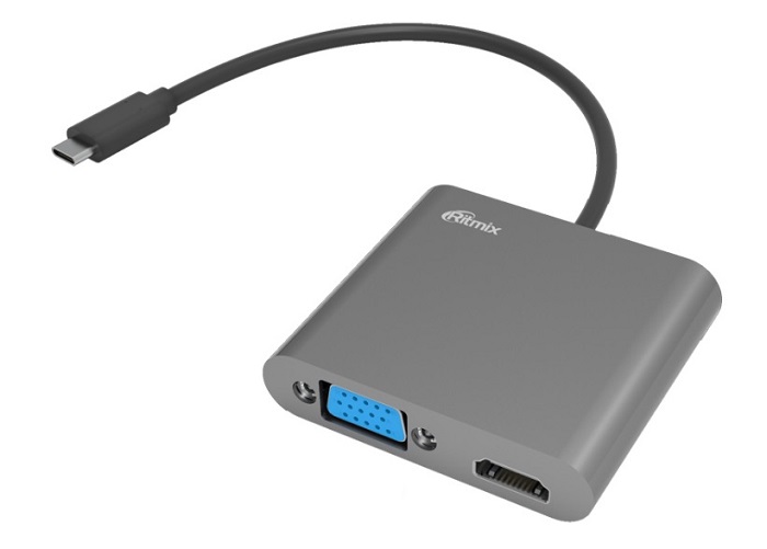 Переходник TypeC Ritmix CR-5400; TypeC/USB 3.0,VGA,HDMI,Jack3.5