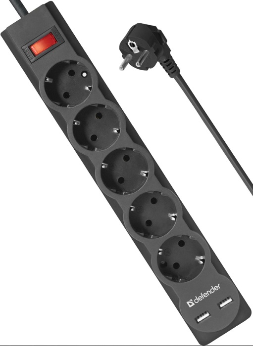 Сетевой фильтр 5 м Defender DFS