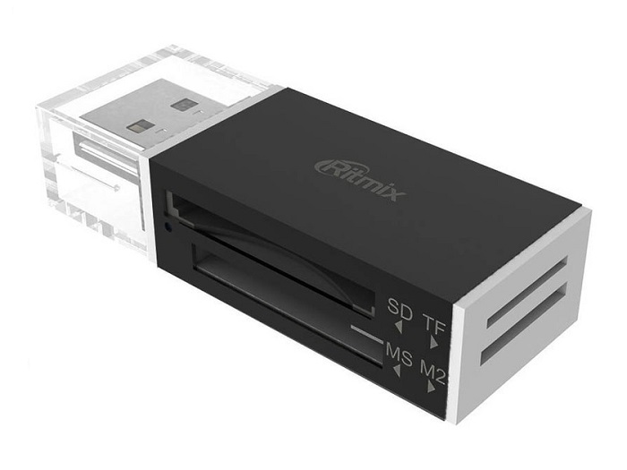 Карт-ридер USB Ritmix CR-2042 Black; microSD,SD,M2,MS;