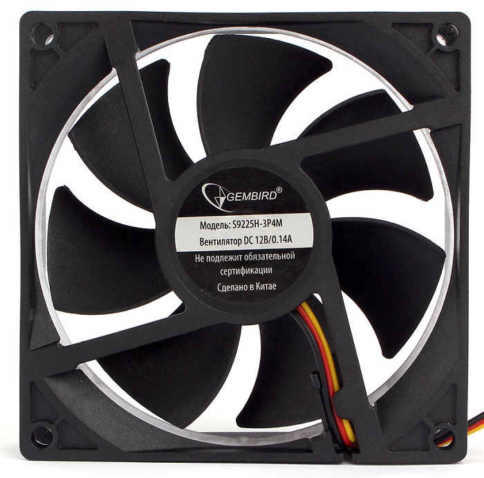 Вентилятор 92мм Gembird S9225H-3P4M; гидродинамический; 2000