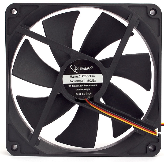 Вентилятор 140мм Gembird S14025H-3P4M; гидродинамический; 2000