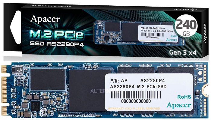 SSD-накопитель M.2 240Гб Apacer AS2280P4 (AP240GAS2280P4-1);