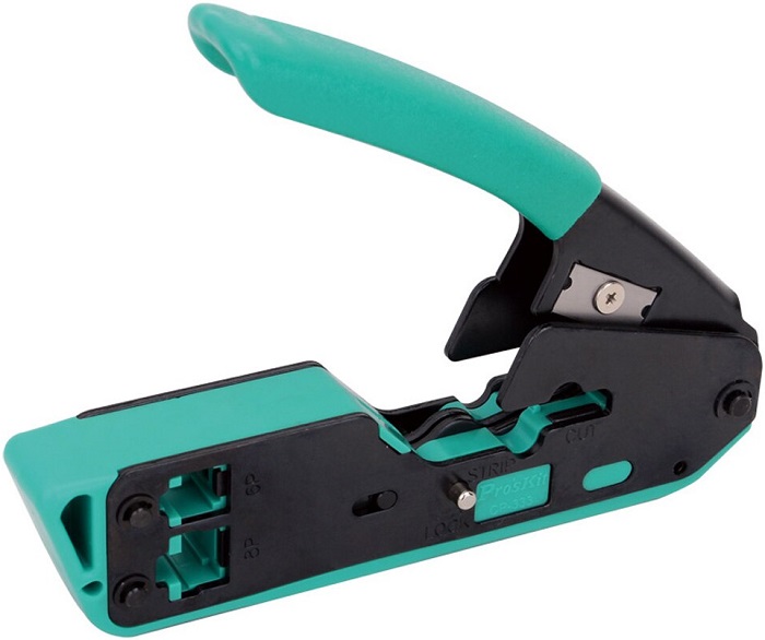 Обжимной инструмент ProsKit CP-333; RJ-11/12/45; черный/зеленый