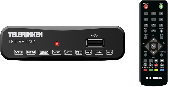 Цифровой ресивер DVB-T2 TELEFUNKEN (TF-DVBT232); HDMI,USB,AV;