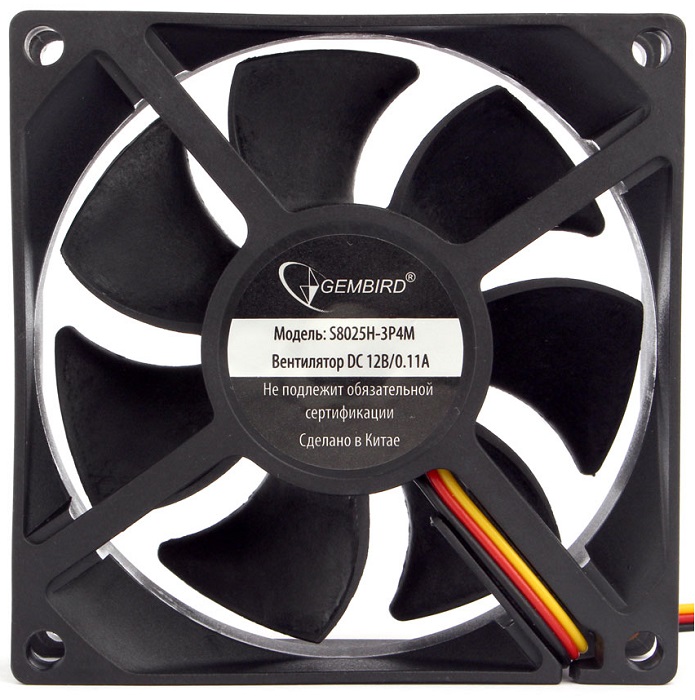 Вентилятор 80мм Gembird S8025H-3P4M; подшипник; 2000