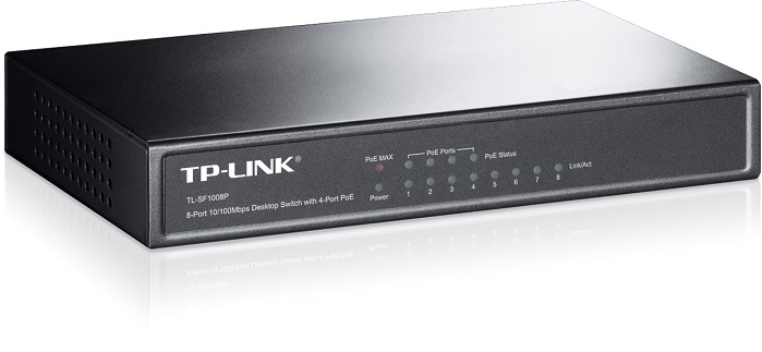 Коммутатор TP-Link TL-SF1008P; 8xRJ-45 (4xPOE); 100