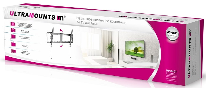 Кронштейн 43"-90" Ultramounts UM840T; VESA 200x200,