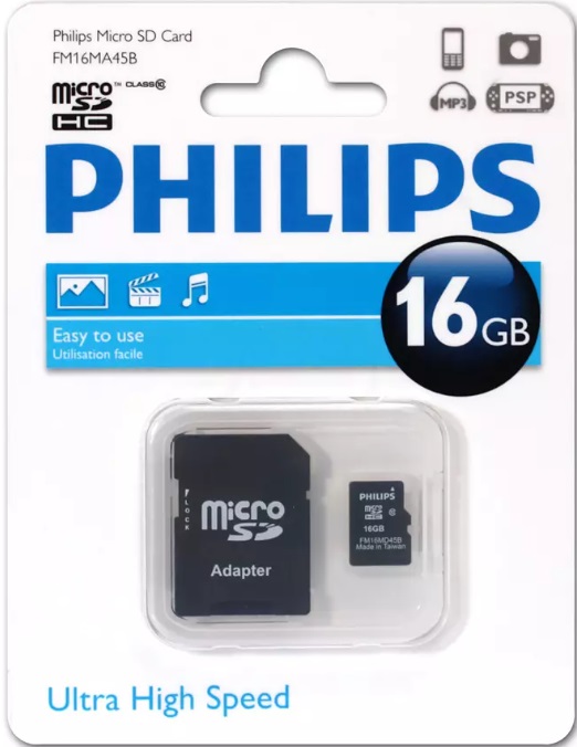Карта памяти microSDHC 16 ГБ Philips