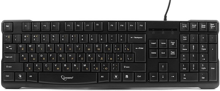 Клавиатура Gembird KB-8352U-BL; доп.клавиша backspace; USB;