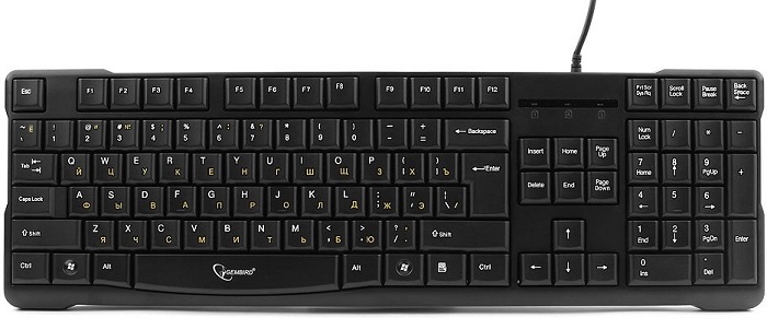 Клавиатура Gembird KB-8352U-BL; доп.клавиша backspace; USB;