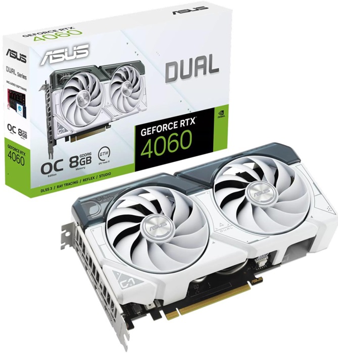 Видеокарта nVidia RTX 4060 Asus DUAL-RTX4060-O8G-WHITE;