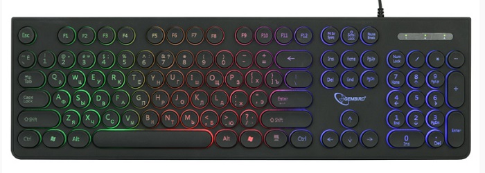Клавиатура Gembird KB-240L; LED-подсветка (Rainbow); влагозащита;