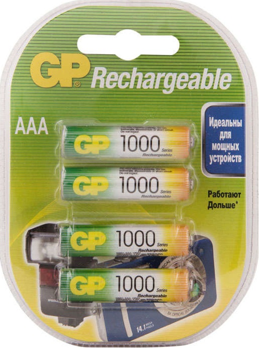 Аккумулятор AAA 1000mAh GP (GP 100AAAHC3/1-2CR4);